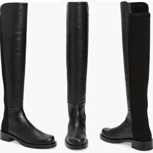 LIKE NEW - Stuart Weitzman - Black Leather Over the Knee Boot - Women 7